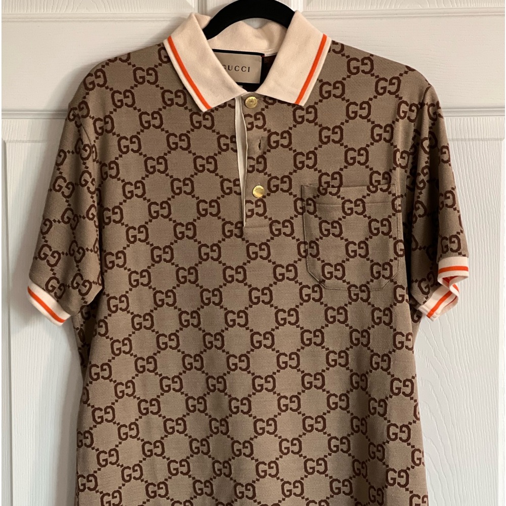 GUCCI Gucci Man Beige Polo Shirt Small